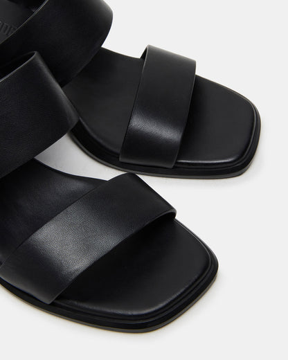 SYCAMORE Black Leather Square-Toe Mule Women's Heel | Steve Madden New