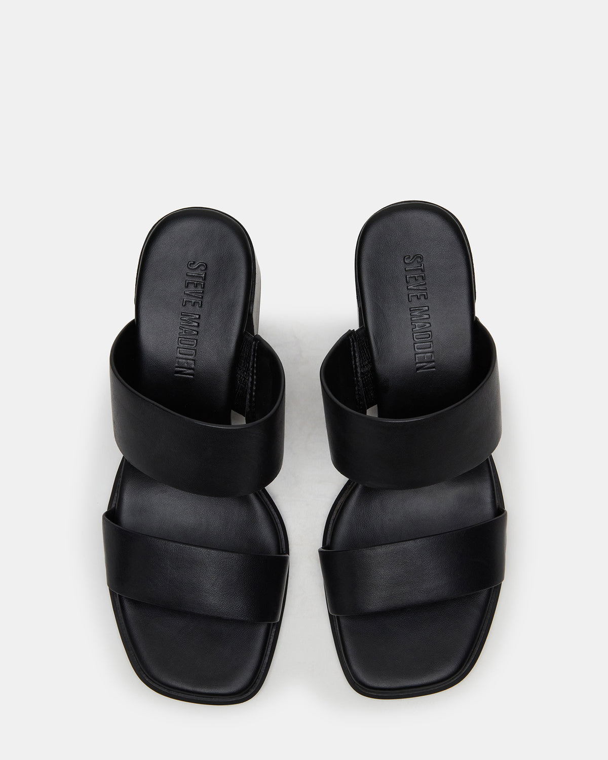 SYCAMORE Black Leather Square-Toe Mule Women's Heel | Steve Madden New