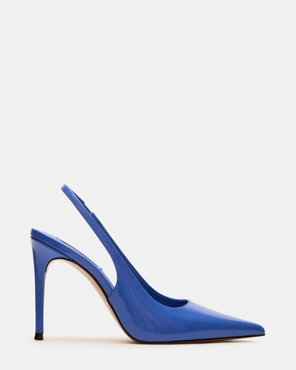 REYES Blue Leather Slingback Stiletto Pointed-Toe Pump Women's Heel | Steve Madden Top Pick