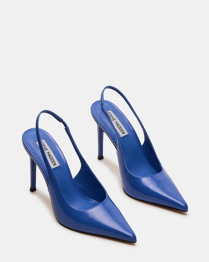 REYES Blue Leather Slingback Stiletto Pointed-Toe Pump Women's Heel | Steve Madden Top Pick