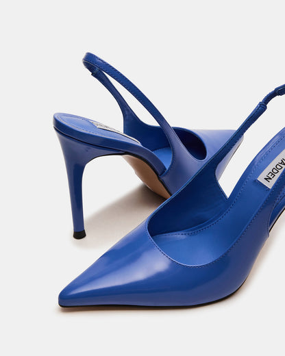 REYES Blue Leather Slingback Stiletto Pointed-Toe Pump Women's Heel | Steve Madden Top Pick