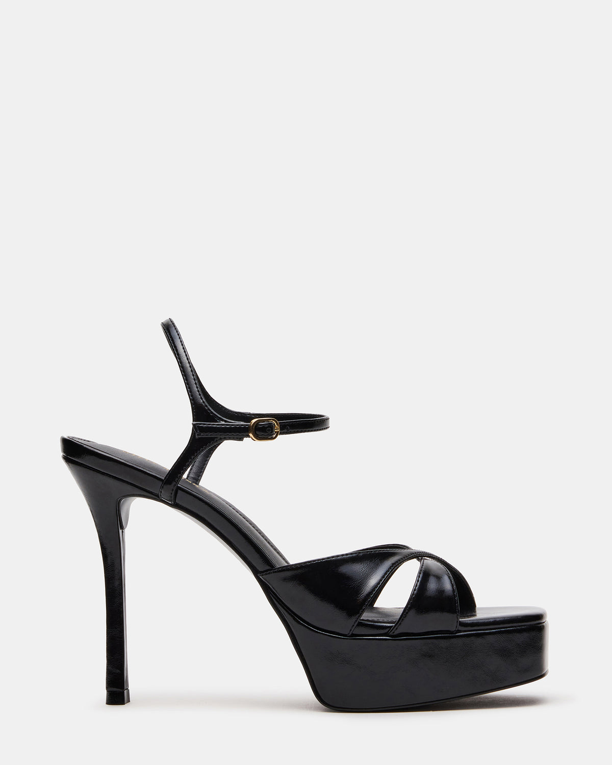 SCARLET Black Square-Toe Strappy Platform Women's Heel | Steve Madden Top Pick