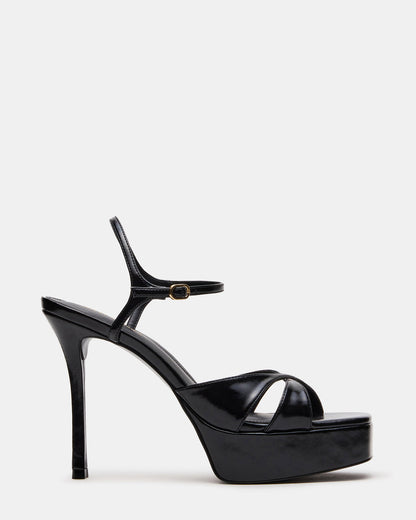 SCARLET Black Square-Toe Strappy Platform Women's Heel | Steve Madden Top Pick