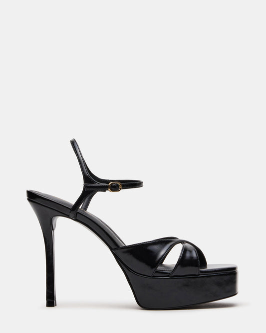 SCARLET Black Square-Toe Strappy Platform Women's Heel | Steve Madden Top Pick