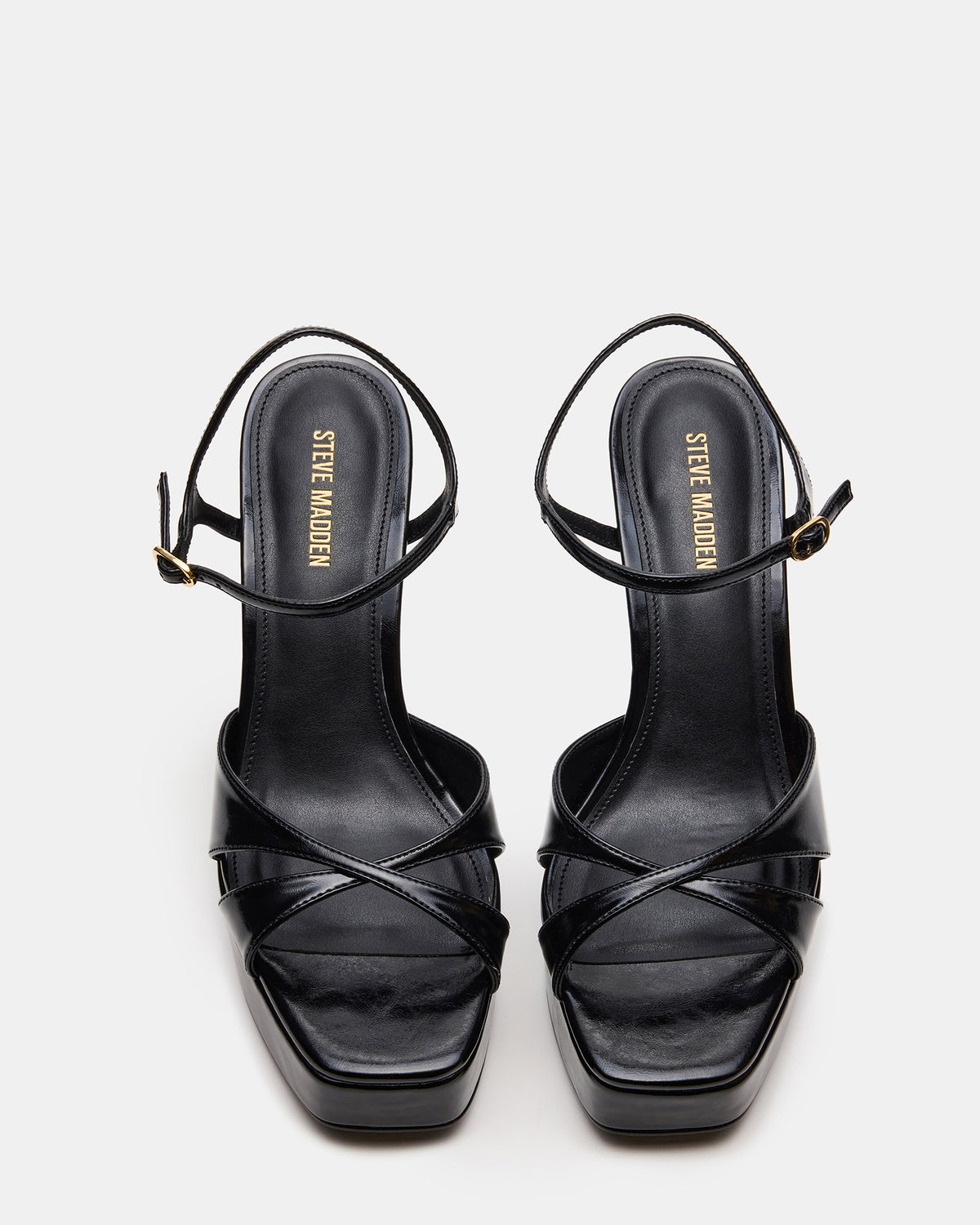 SCARLET Black Square-Toe Strappy Platform Women's Heel | Steve Madden Top Pick