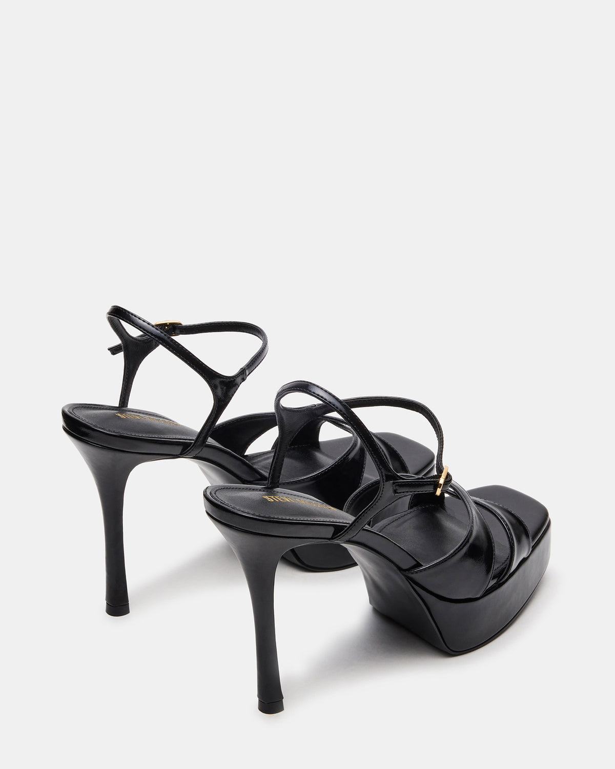 SCARLET Black Square-Toe Strappy Platform Women's Heel | Steve Madden Top Pick