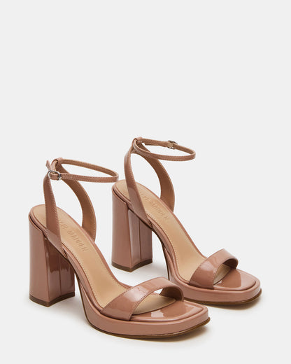 SULLIVAN Blush Patent Square-Toe Strappy Heel | Women's Heels | Steve Madden Top Pick