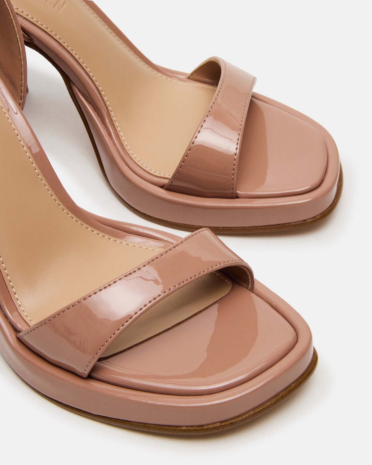 SULLIVAN Blush Patent Square-Toe Strappy Heel | Women's Heels | Steve Madden Top Pick