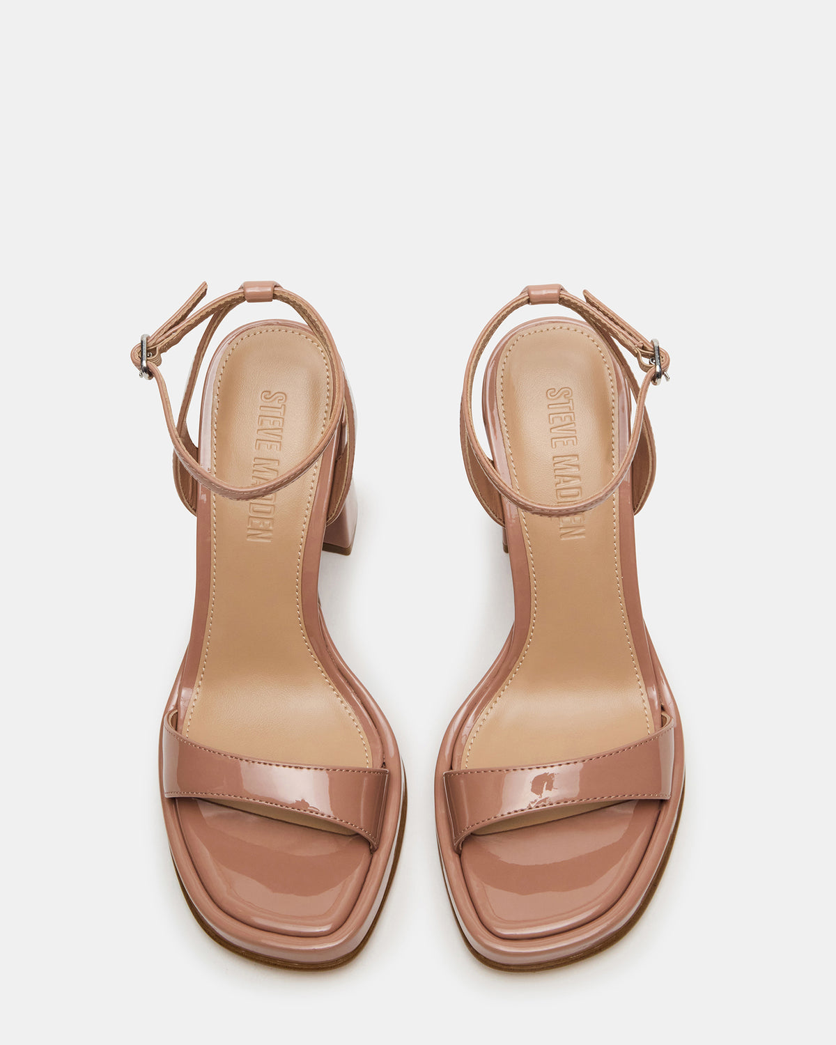 SULLIVAN Blush Patent Square-Toe Strappy Heel | Women's Heels | Steve Madden Top Pick