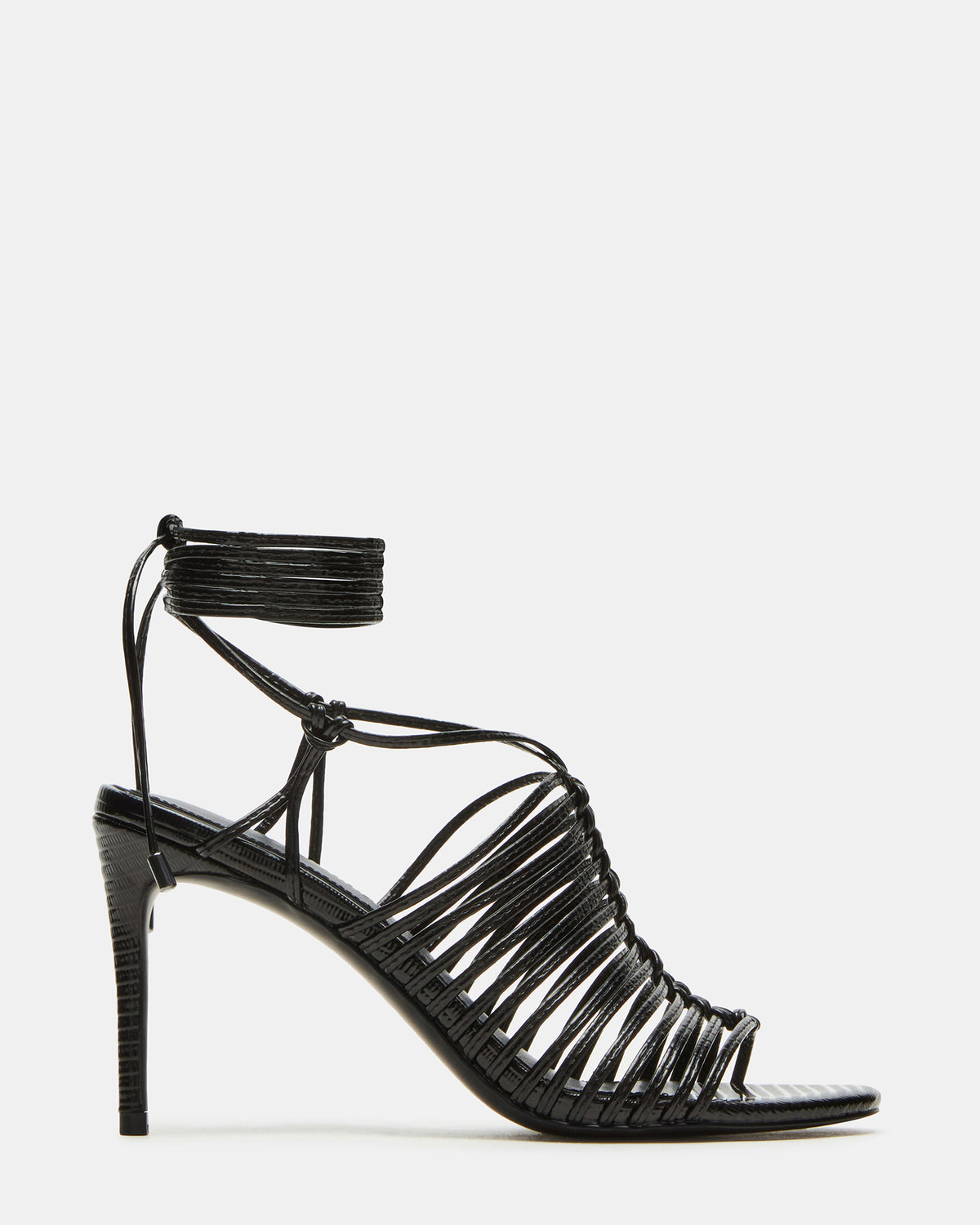 BRISTOWE Black Strappy Stiletto Heel | Women's Heels | Steve Madden Top Pick