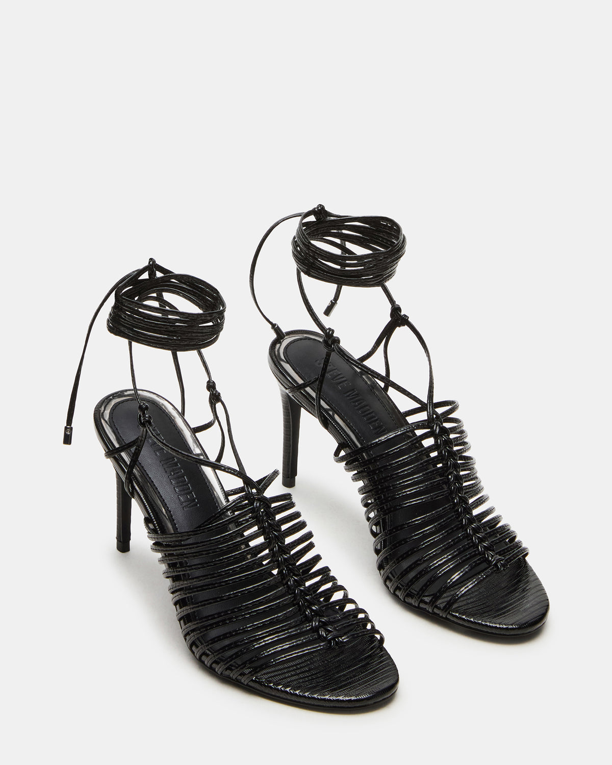 BRISTOWE Black Strappy Stiletto Heel | Women's Heels | Steve Madden Top Pick