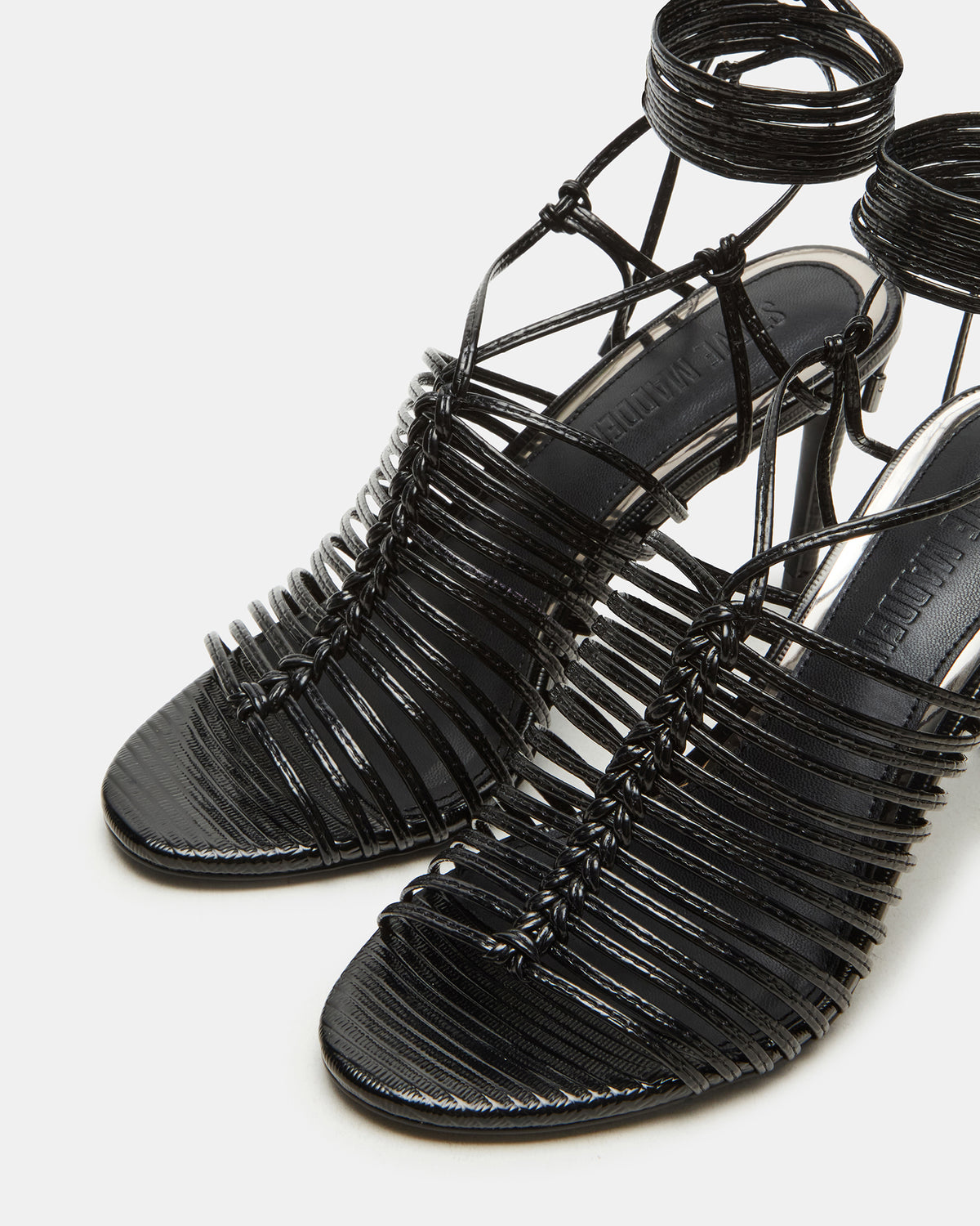 BRISTOWE Black Strappy Stiletto Heel | Women's Heels | Steve Madden Top Pick