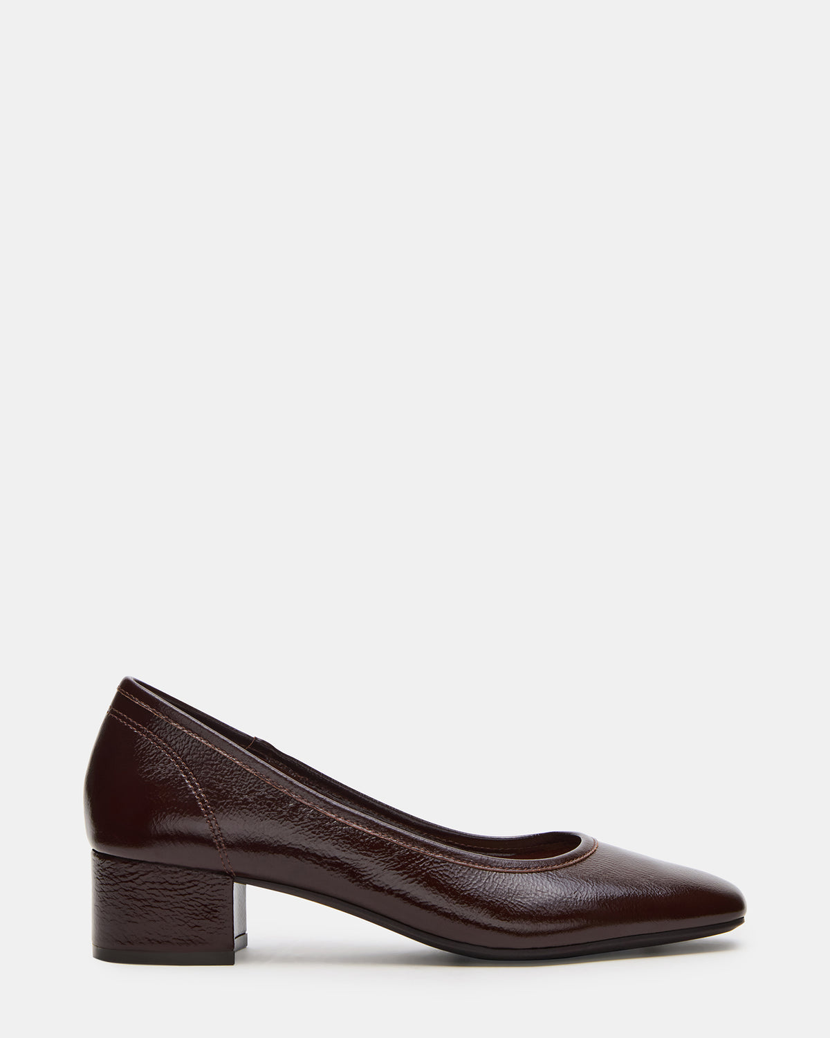 MOLLIE Espresso Patent Ballet Block Heels | Steve Madden Signature