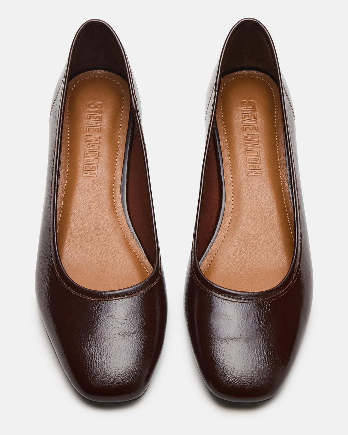 MOLLIE Espresso Patent Ballet Block Heels | Steve Madden Signature