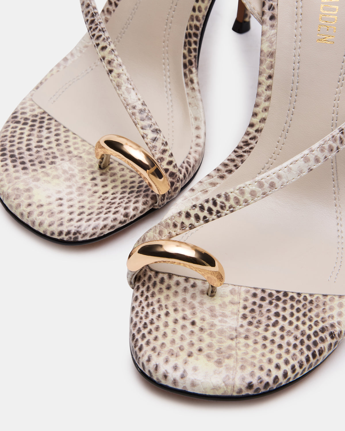 TIA Beige Snake Open-Toe Stiletto Women's Heel | Steve Madden Exclusive