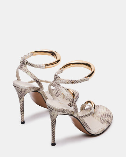 TIA Beige Snake Open-Toe Stiletto Women's Heel | Steve Madden Exclusive