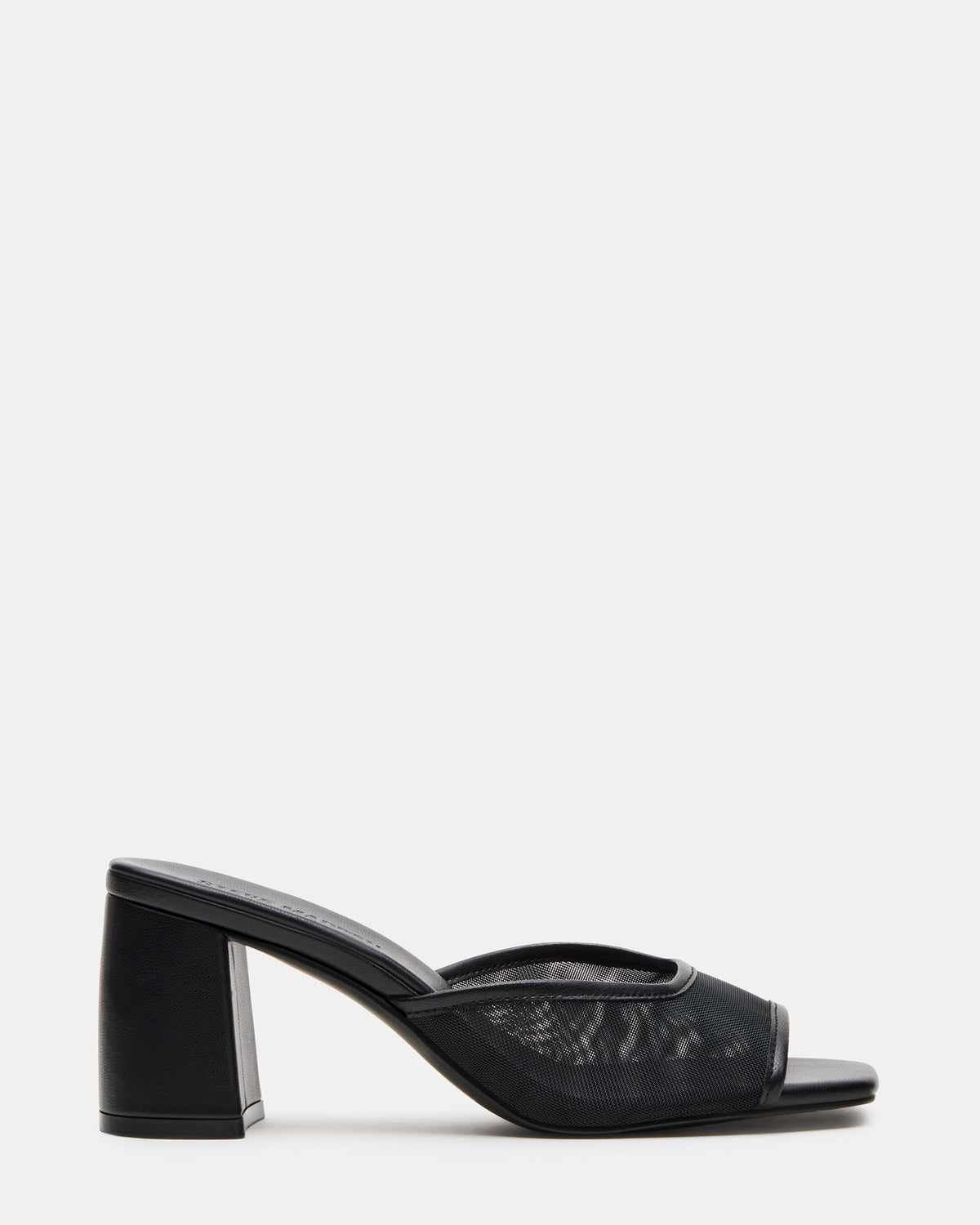 MADAME Black Square-Toe Mesh Mule Women's Heel | Steve Madden Customer Favorite