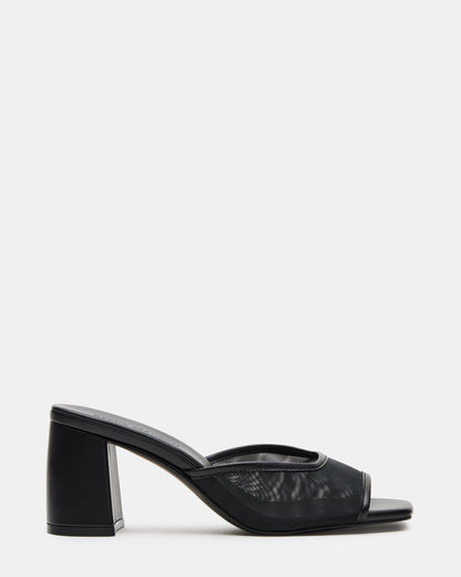 MADAME Black Square-Toe Mesh Mule Women's Heel | Steve Madden Customer Favorite