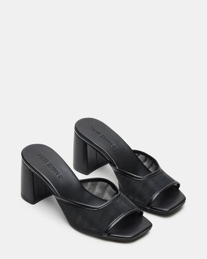 MADAME Black Square-Toe Mesh Mule Women's Heel | Steve Madden Customer Favorite