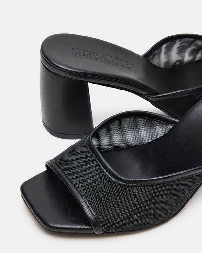 MADAME Black Square-Toe Mesh Mule Women's Heel | Steve Madden Customer Favorite