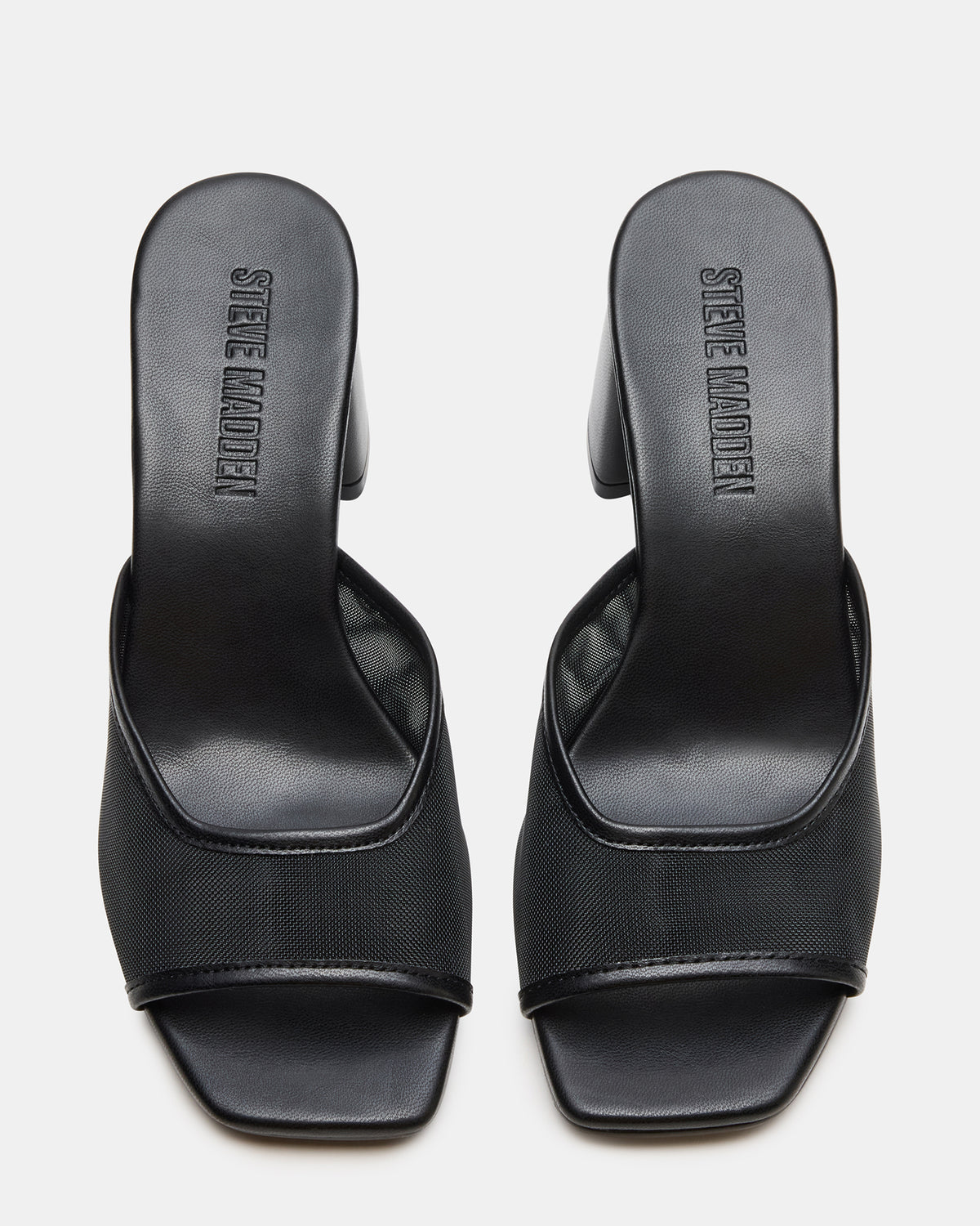 MADAME Black Square-Toe Mesh Mule Women's Heel | Steve Madden Customer Favorite