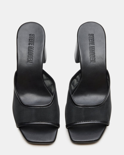 MADAME Black Square-Toe Mesh Mule Women's Heel | Steve Madden Customer Favorite