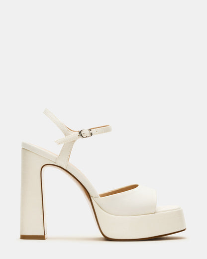 LINADRA Ivory Satin Women's Platform Square-Toe Strappy Heel | Steve Madden Classic