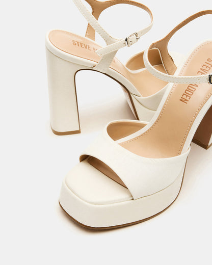 LINADRA Ivory Satin Women's Platform Square-Toe Strappy Heel | Steve Madden Classic