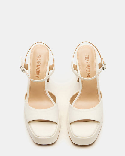 LINADRA Ivory Satin Women's Platform Square-Toe Strappy Heel | Steve Madden Classic