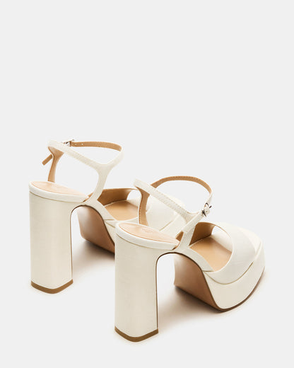 LINADRA Ivory Satin Women's Platform Square-Toe Strappy Heel | Steve Madden Classic