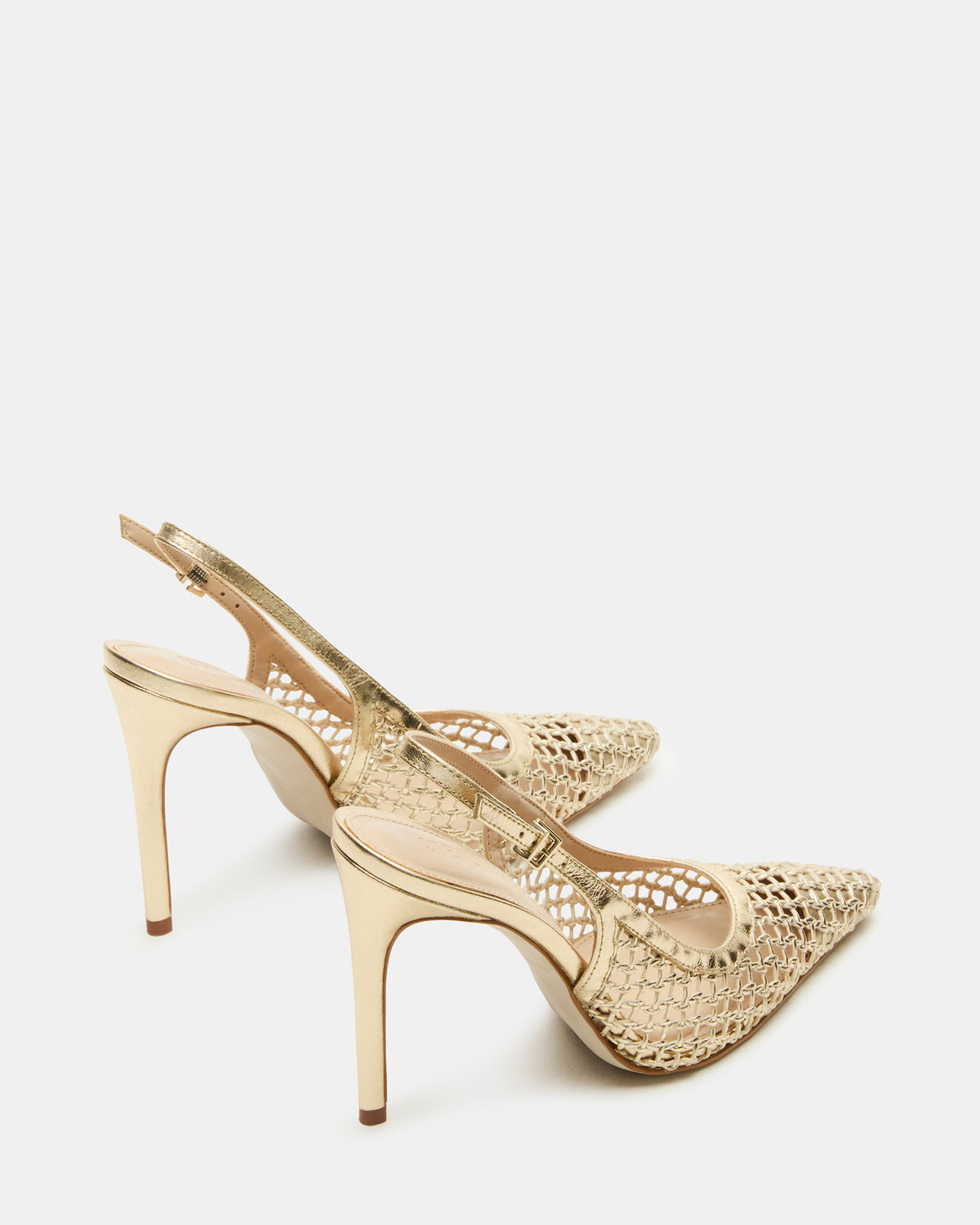 REYES Woven Gold Slingback Stiletto Pointed-Toe Pump Women's Heel | Steve Madden Sale