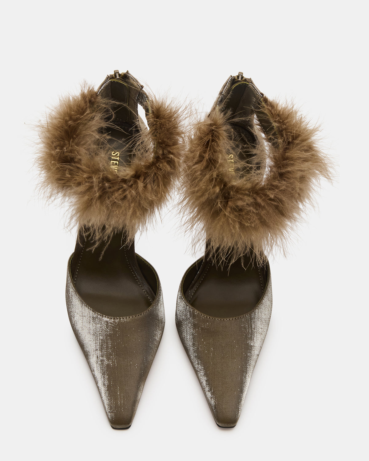 ELUSIVE Olive Satin Pointed-Toe Stiletto Pump Women's Heel | Steve Madden Value