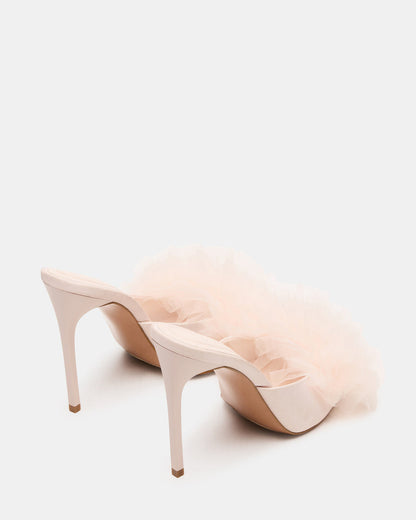 AFFINITY Tulle Light Pink Pointed-Toe Stiletto Mule Women's Heel | Steve Madden Latest