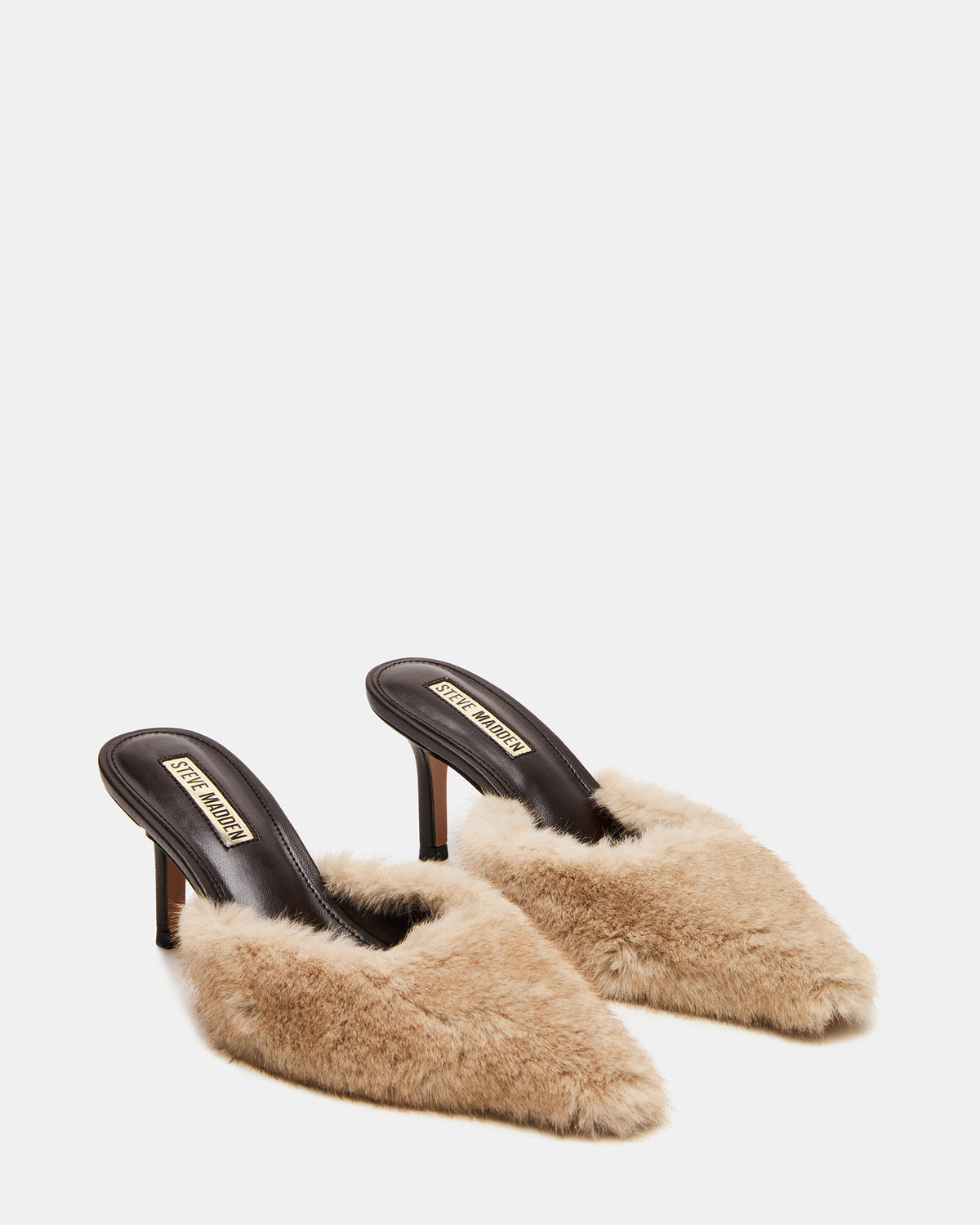 ALEXI Faux Fur Tan Pointed-Toe Mule Women's Heel | Steve Madden Exclusive
