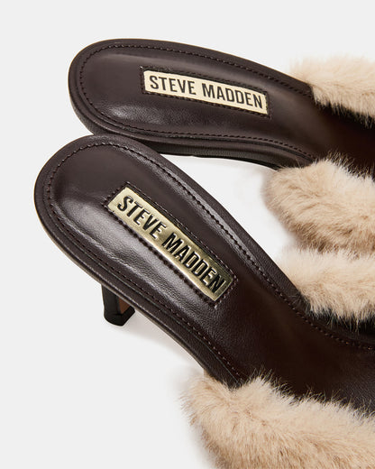 ALEXI Faux Fur Tan Pointed-Toe Mule Women's Heel | Steve Madden Exclusive
