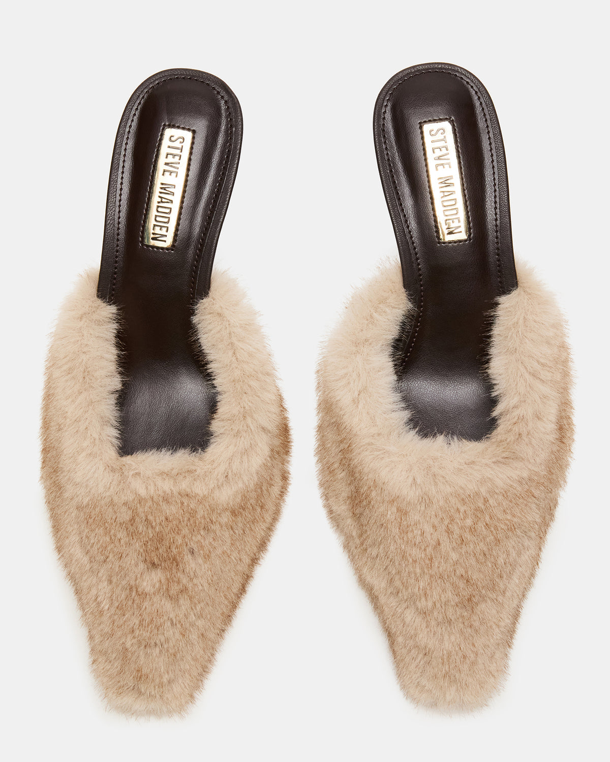 ALEXI Faux Fur Tan Pointed-Toe Mule Women's Heel | Steve Madden Exclusive