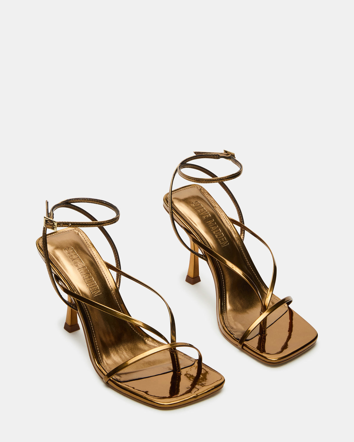 ANNIE Bronze Women's Strappy Square Toe Heel | Steve Madden Discount
