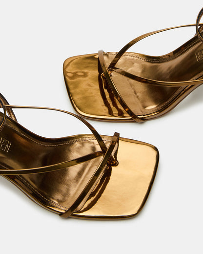 ANNIE Bronze Women's Strappy Square Toe Heel | Steve Madden Discount