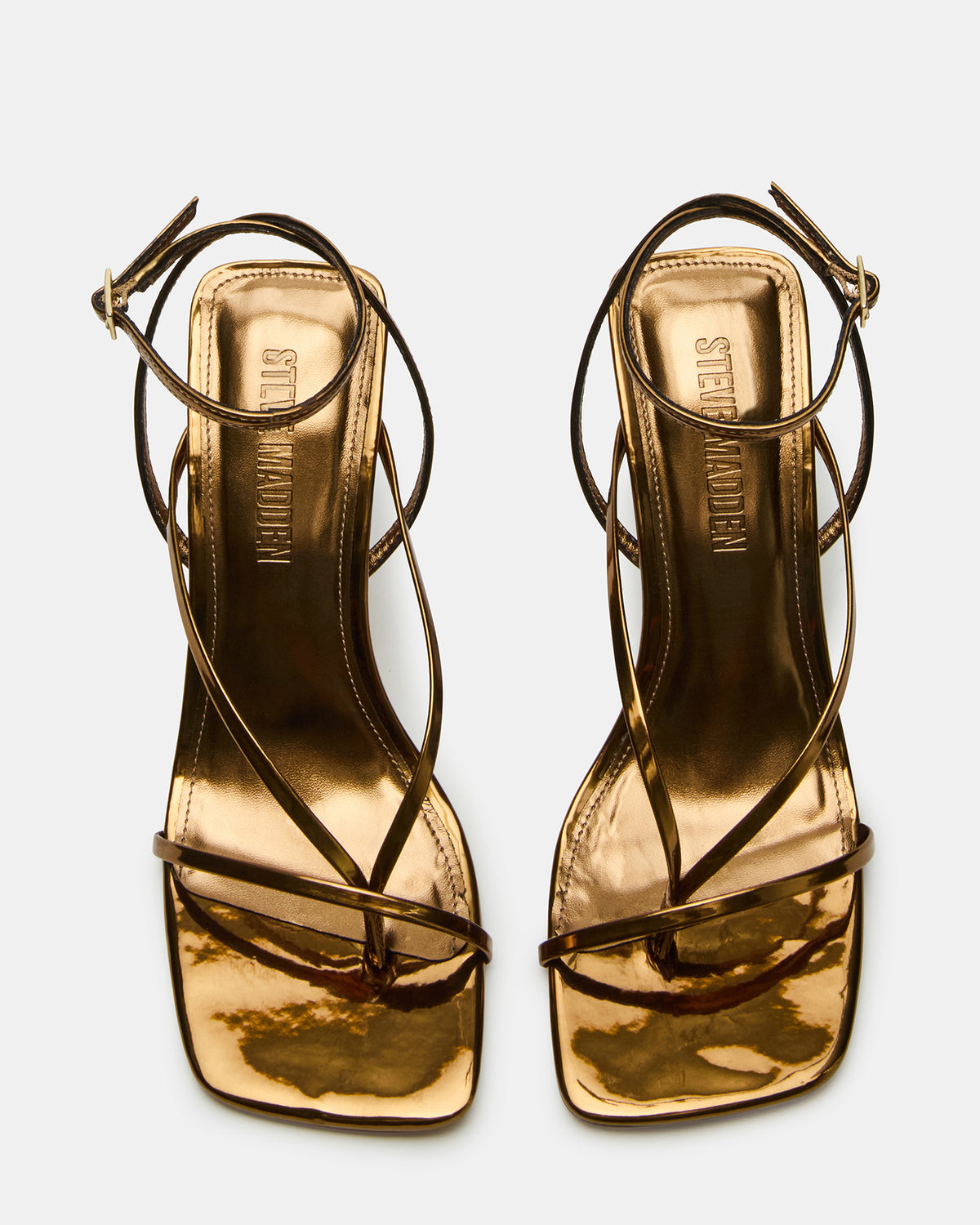 ANNIE Bronze Women's Strappy Square Toe Heel | Steve Madden Discount
