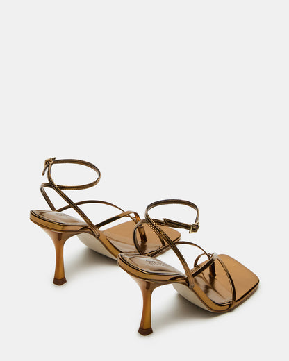 ANNIE Bronze Women's Strappy Square Toe Heel | Steve Madden Discount