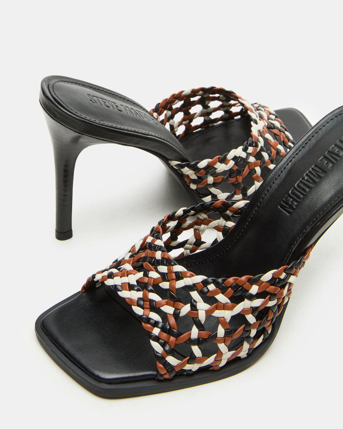 TIKKI Brown Multi Square-Toe Mule Stiletto Women's Heel | Steve Madden Trusted