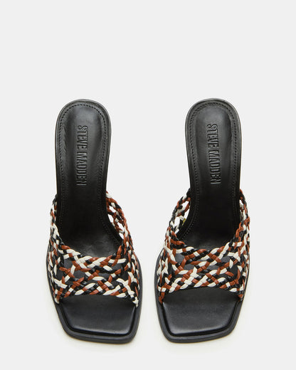 TIKKI Brown Multi Square-Toe Mule Stiletto Women's Heel | Steve Madden Trusted