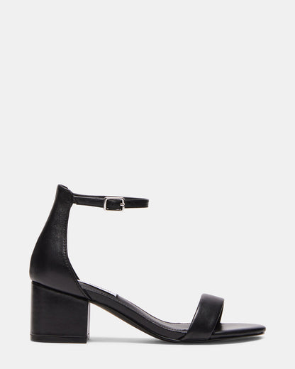 IRENEE Black Leather Women's 2 Inch Block Heel | Steve Madden Exclusive