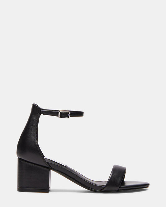 IRENEE Black Leather Women's 2 Inch Block Heel | Steve Madden Exclusive