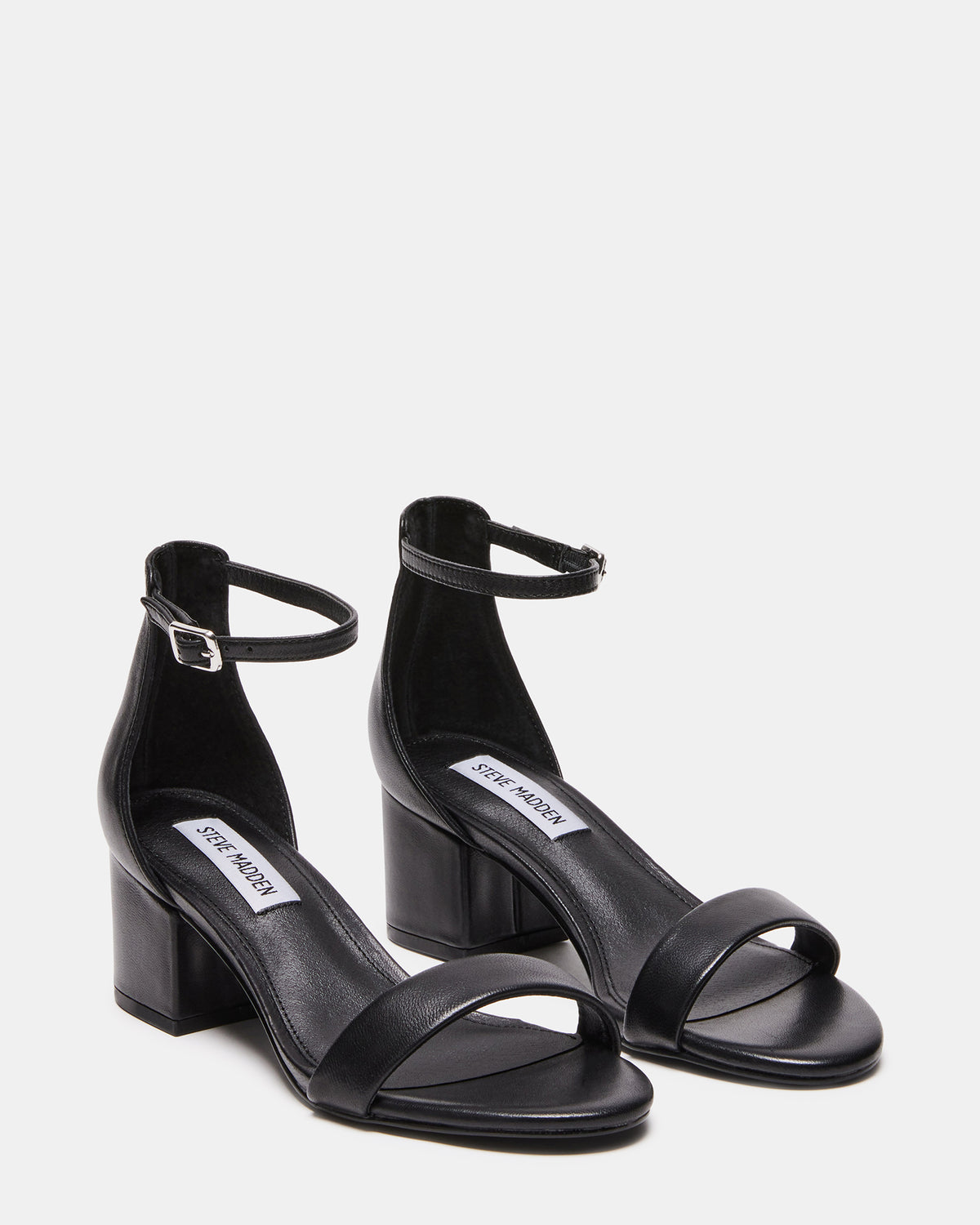 IRENEE Black Leather Women's 2 Inch Block Heel | Steve Madden Exclusive
