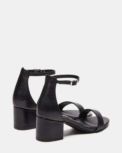 IRENEE Black Leather Women's 2 Inch Block Heel | Steve Madden Exclusive
