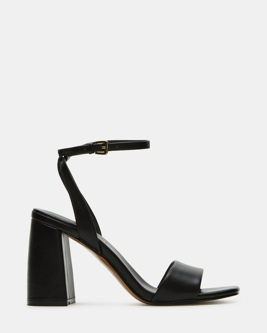 MESSA Black Leather Women's Square-Toe Block Heel | Steve Madden Best Seller