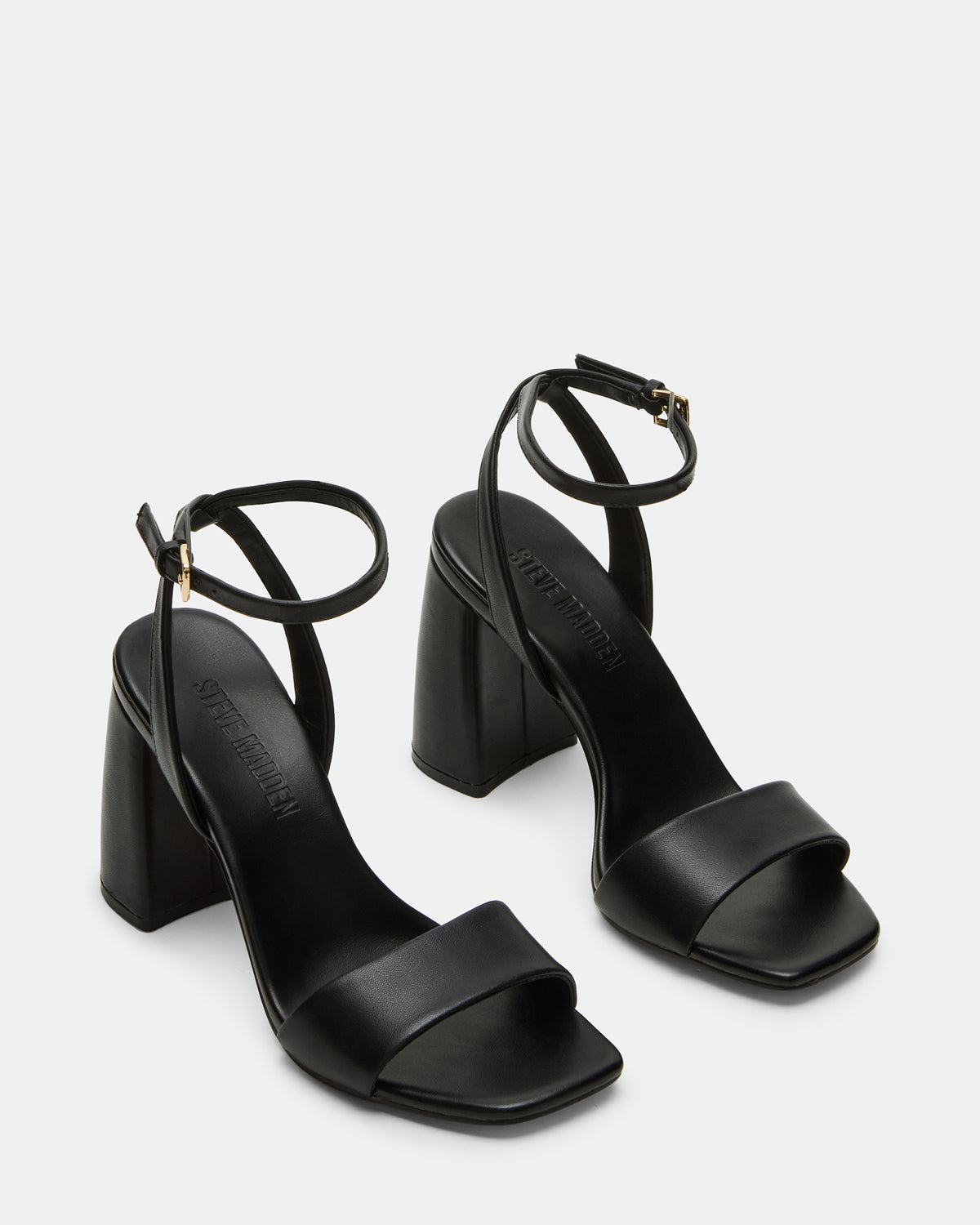 MESSA Black Leather Women's Square-Toe Block Heel | Steve Madden Best Seller