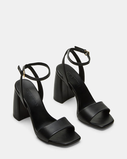 MESSA Black Leather Women's Square-Toe Block Heel | Steve Madden Best Seller