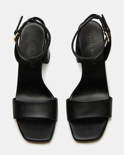 MESSA Black Leather Women's Square-Toe Block Heel | Steve Madden Best Seller